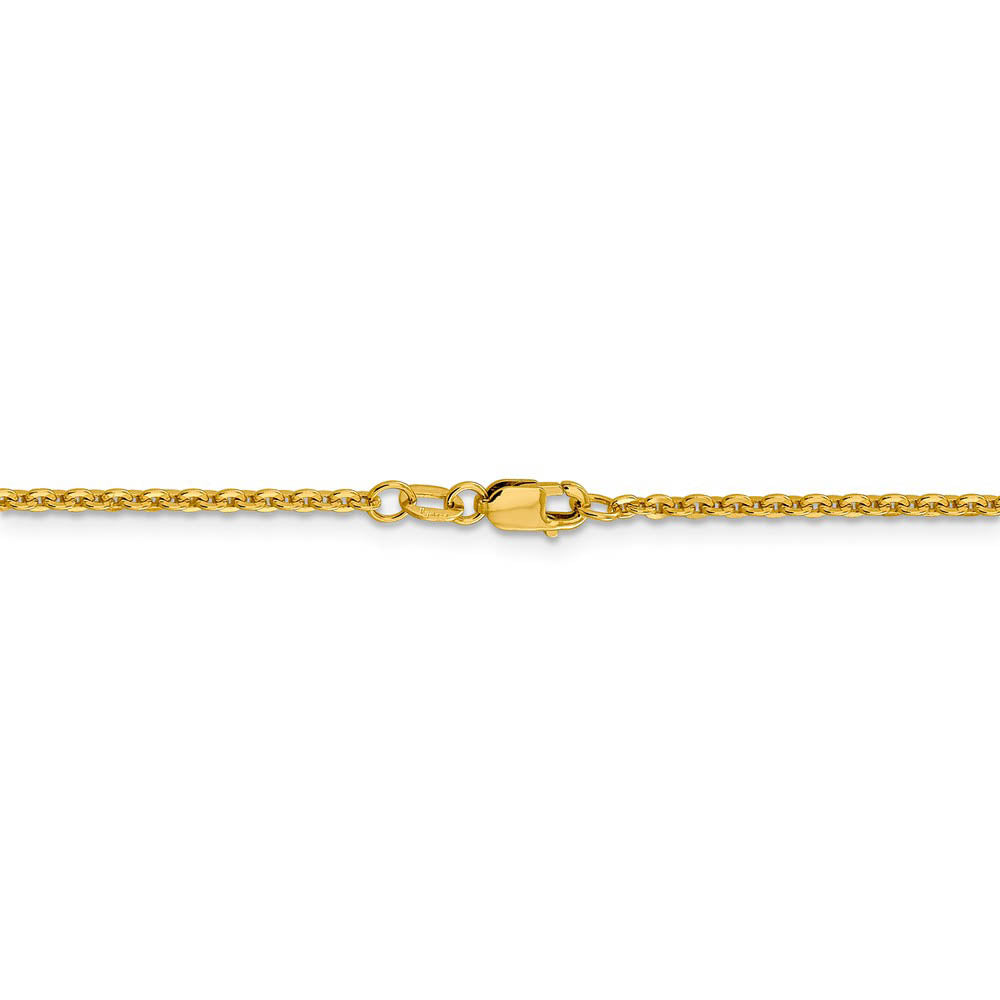 Alternate view of the 1.95mm 14k Yellow Gold Polished Flat Cable Chain Necklace by The Black Bow Jewelry Co.