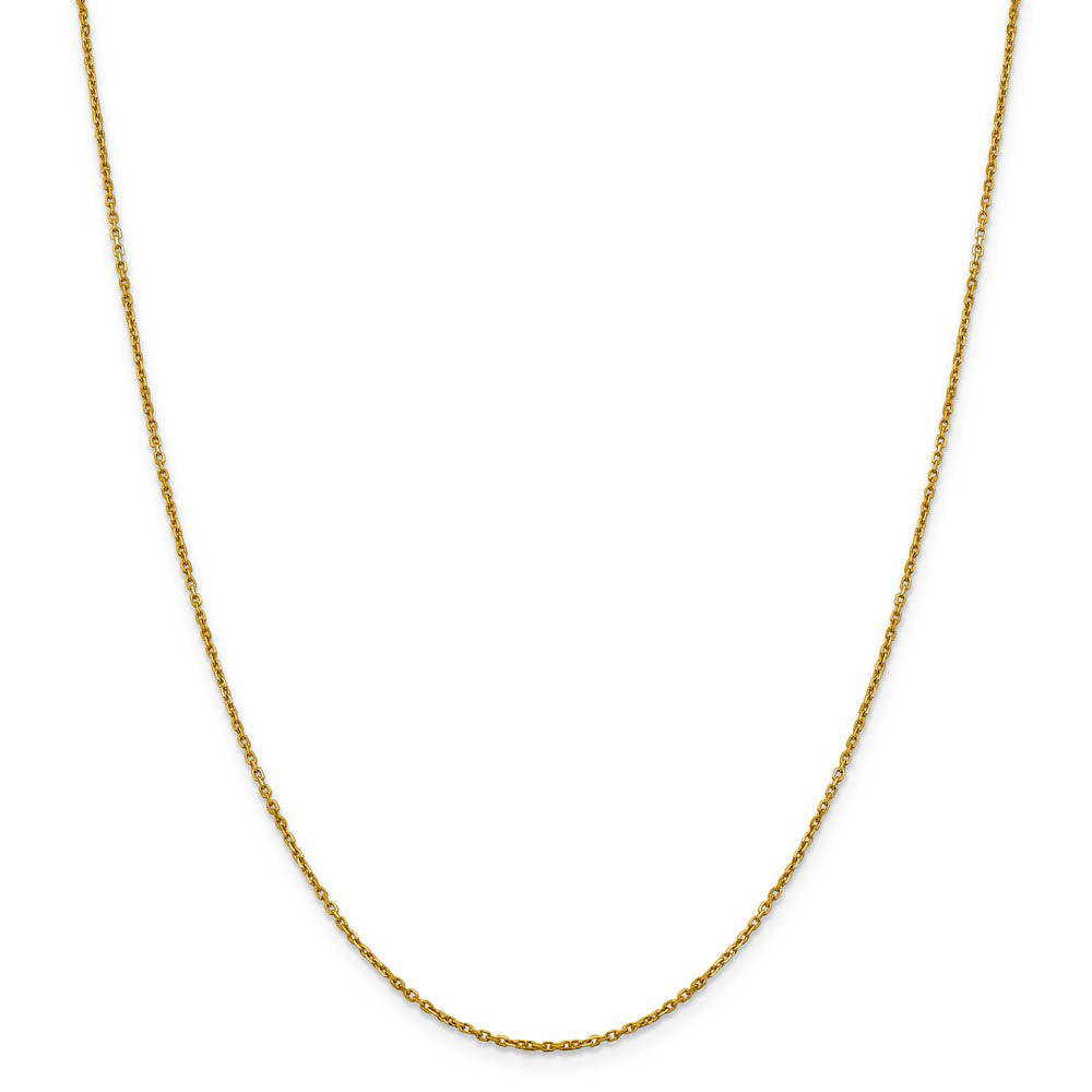 Alternate view of the 1.25mm 14k Yellow Gold Diamond Cut Solid Rolo Chain Necklace by The Black Bow Jewelry Co.