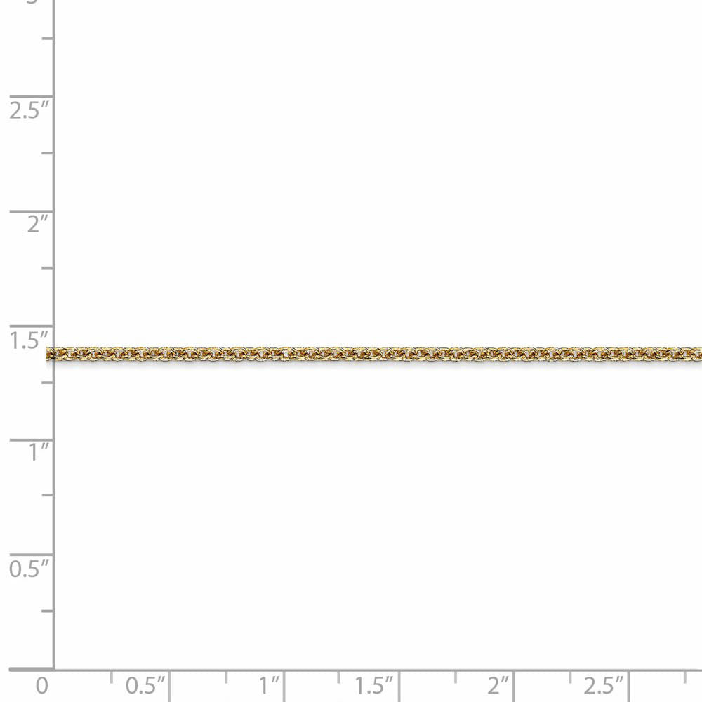 Alternate view of the 1.95mm 14k Yellow Gold Polished Round Cable Chain Necklace by The Black Bow Jewelry Co.