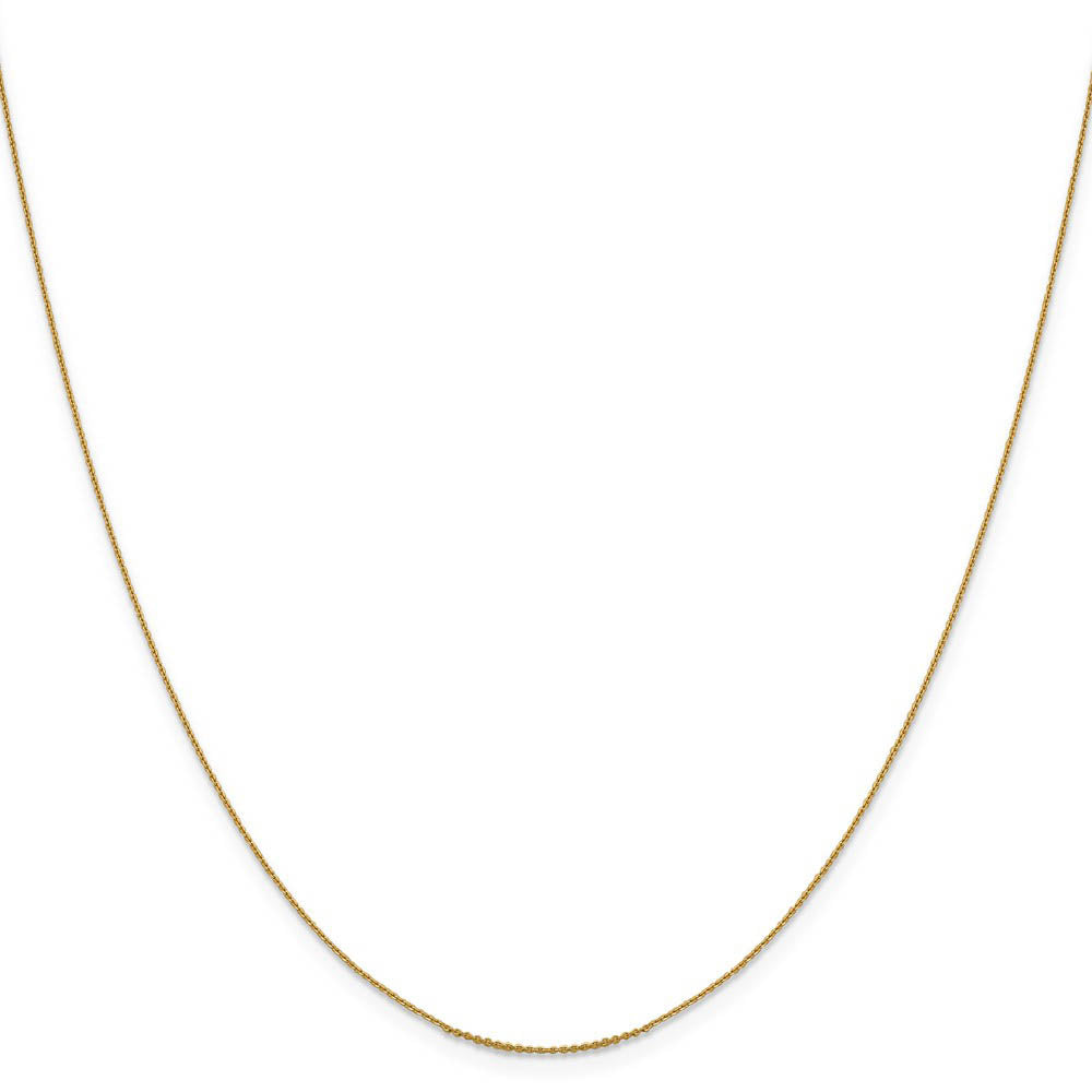 0.85mm 14k Yellow Gold Diamond Cut Solid Cable Chain Necklace