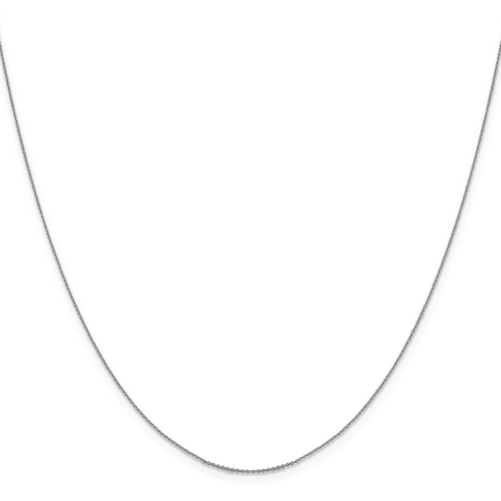 0.85mm 14k White Gold Diamond Cut Solid Cable Chain Necklace