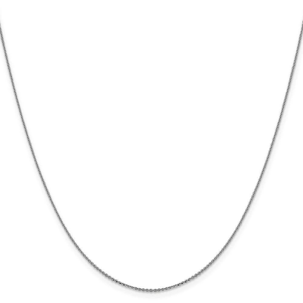 1mm 14k White Gold Diamond Cut Solid Cable Chain Necklace