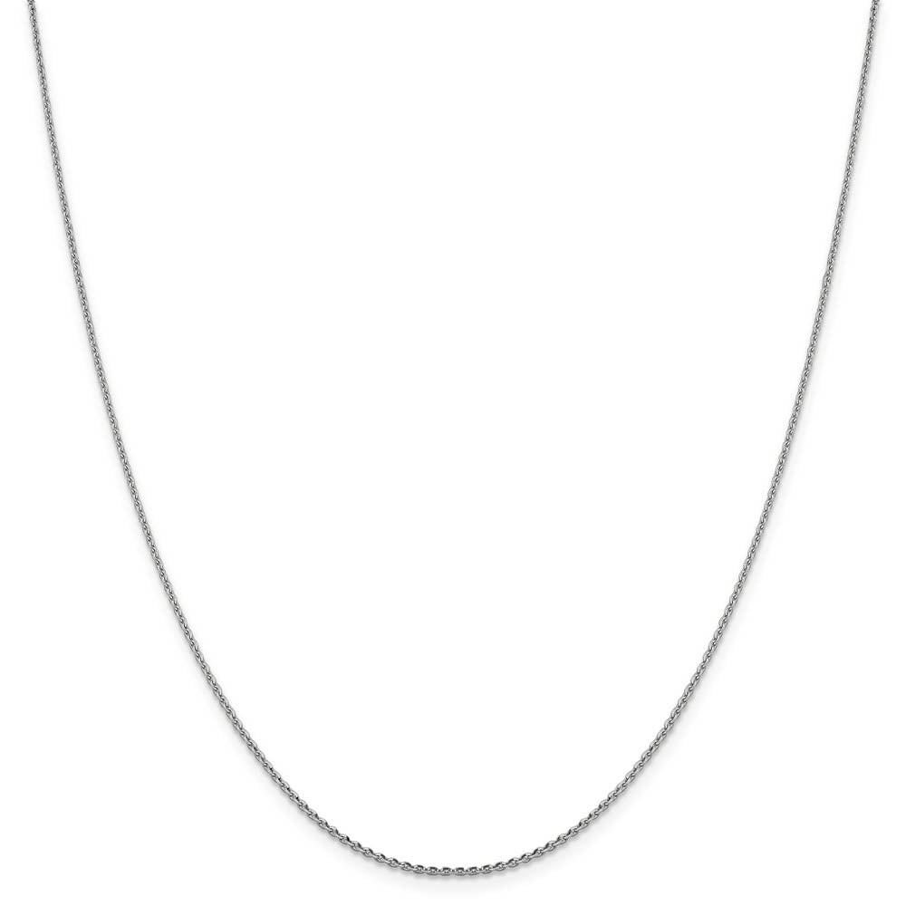 Alternate view of the 1.25mm 14k White Gold Diamond Cut Oval Open Cable Necklace Chain by The Black Bow Jewelry Co.