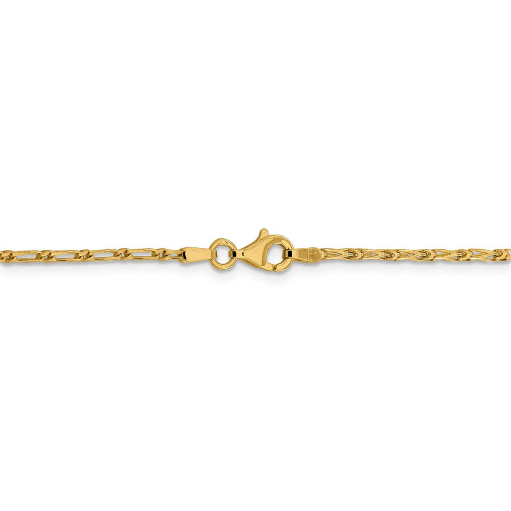 Alternate view of the 1.6mm 14k Yellow Gold Diamond Cut Fancy Franco Chain Necklace by The Black Bow Jewelry Co.