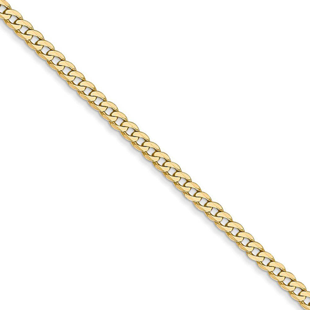 2.2mm 14k Yellow Gold Beveled Solid Curb Chain Necklace, Item C9808 by The Black Bow Jewelry Co.