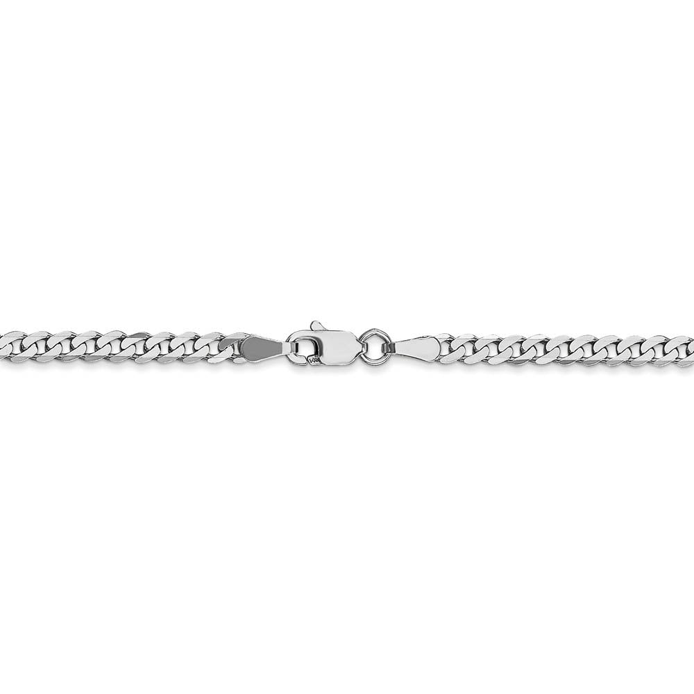 Alternate view of the 2.9mm 14k White Gold Beveled Solid Curb Chain Necklace by The Black Bow Jewelry Co.