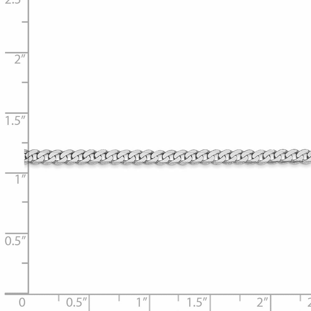 Alternate view of the 2.9mm 14k White Gold Beveled Solid Curb Chain Necklace by The Black Bow Jewelry Co.