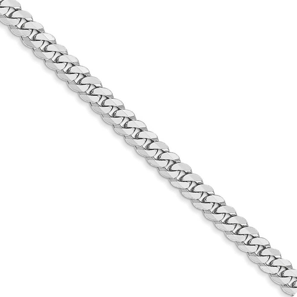 3.9mm 14k White Gold Beveled Solid Curb Chain Necklace, Item C9811 by The Black Bow Jewelry Co.