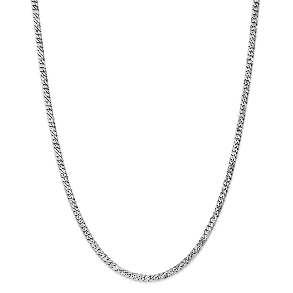 Alternate view of the 3.9mm 14k White Gold Beveled Solid Curb Chain Necklace by The Black Bow Jewelry Co.