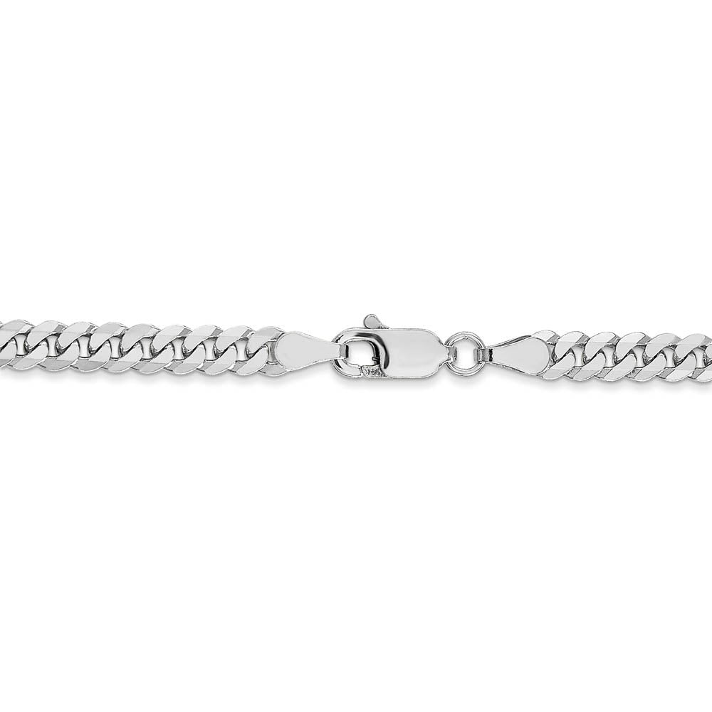 Alternate view of the 3.9mm 14k White Gold Beveled Solid Curb Chain Necklace by The Black Bow Jewelry Co.