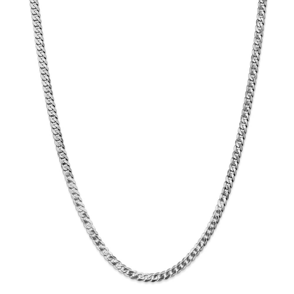 Alternate view of the 4.5mm 14k White Gold Beveled Solid Curb Chain Necklace by The Black Bow Jewelry Co.