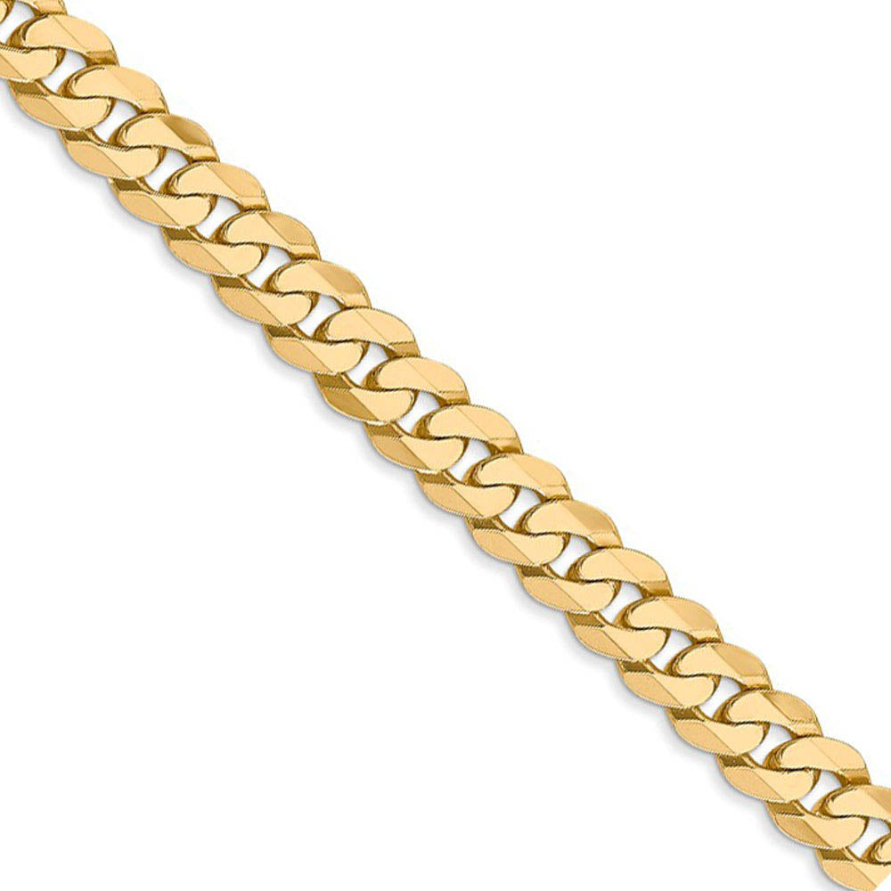 Men's 6.1mm 14k Yellow Gold Beveled Solid Curb Chain Necklace, Item C9813 by The Black Bow Jewelry Co.