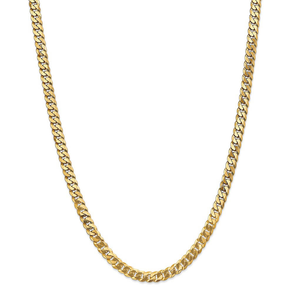 Alternate view of the Men's 6.1mm 14k Yellow Gold Beveled Solid Curb Chain Necklace by The Black Bow Jewelry Co.