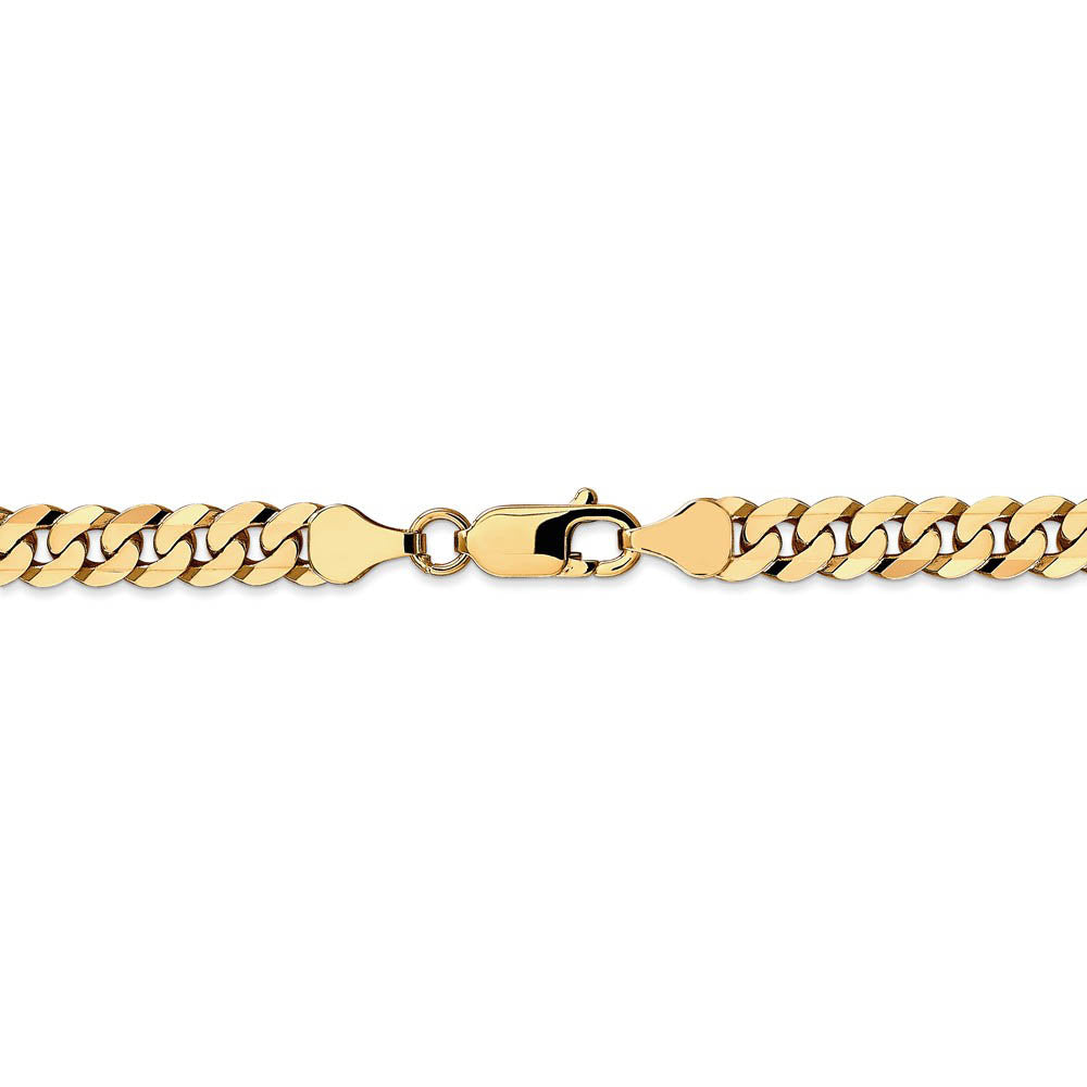 Alternate view of the Men's 6.1mm 14k Yellow Gold Beveled Solid Curb Chain Necklace by The Black Bow Jewelry Co.