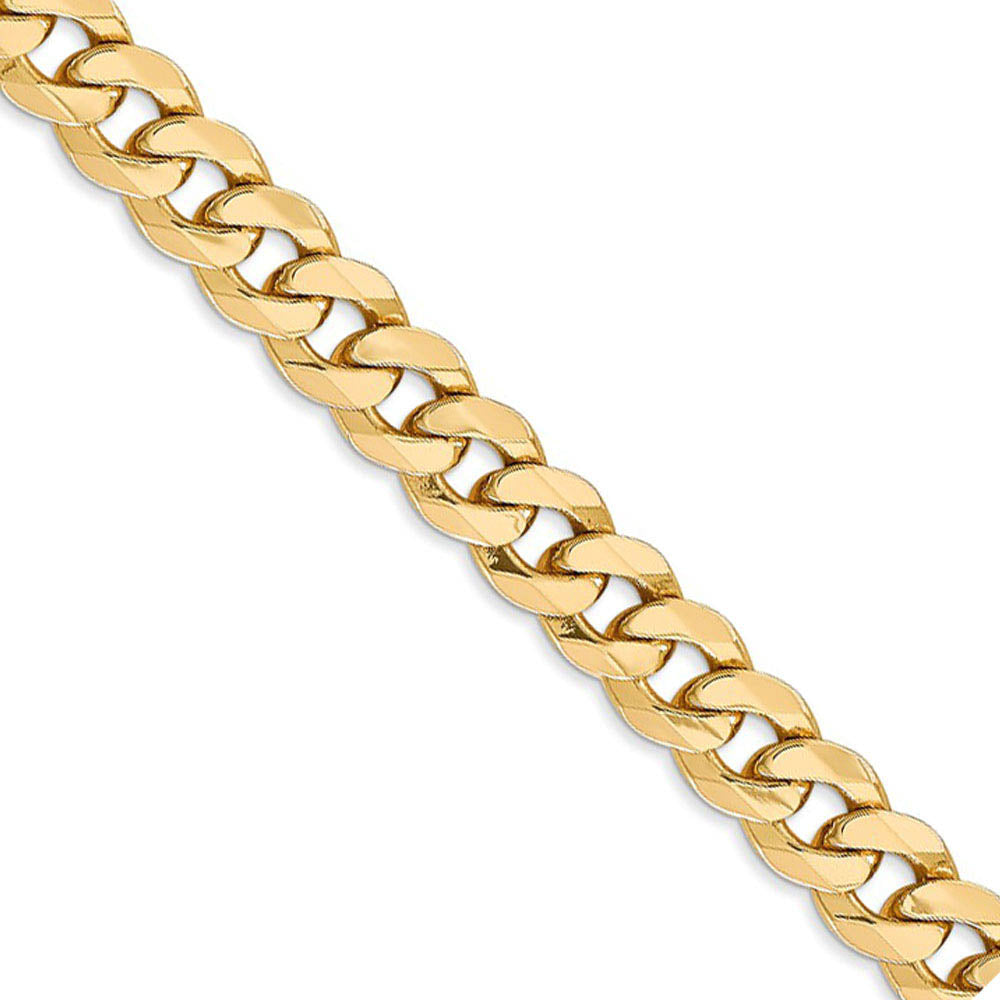 Men's 8mm 14k Yellow Gold Beveled Solid Curb Chain Necklace, Item C9814 by The Black Bow Jewelry Co.