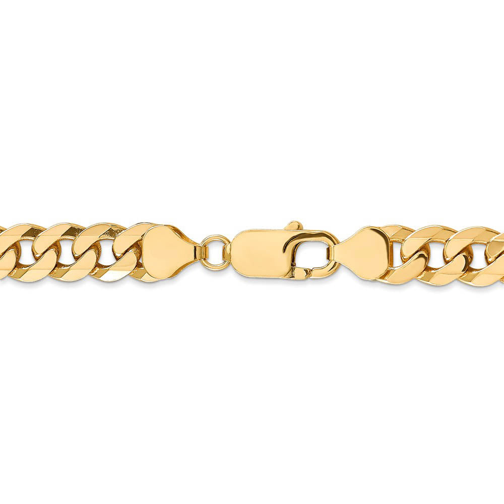 Alternate view of the Men's 8mm 14k Yellow Gold Beveled Solid Curb Chain Necklace by The Black Bow Jewelry Co.