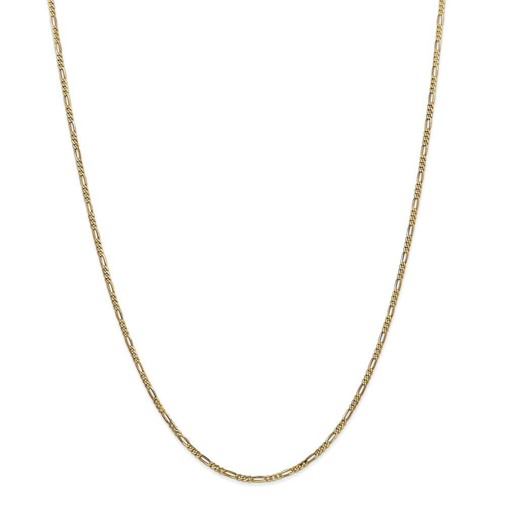 Alternate view of the 1.8mm 14k Yellow Gold Flat Figaro Necklace Chain by The Black Bow Jewelry Co.