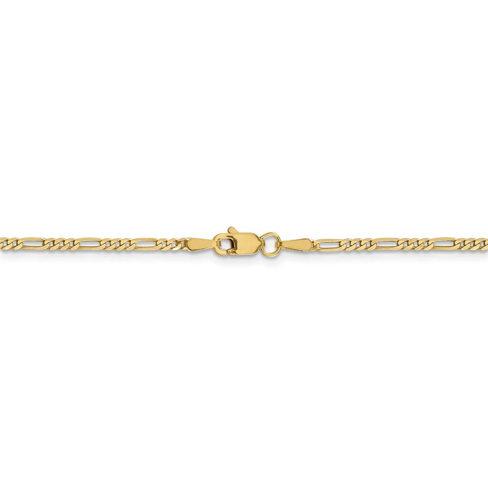 Alternate view of the 1.8mm 14k Yellow Gold Flat Figaro Necklace Chain by The Black Bow Jewelry Co.