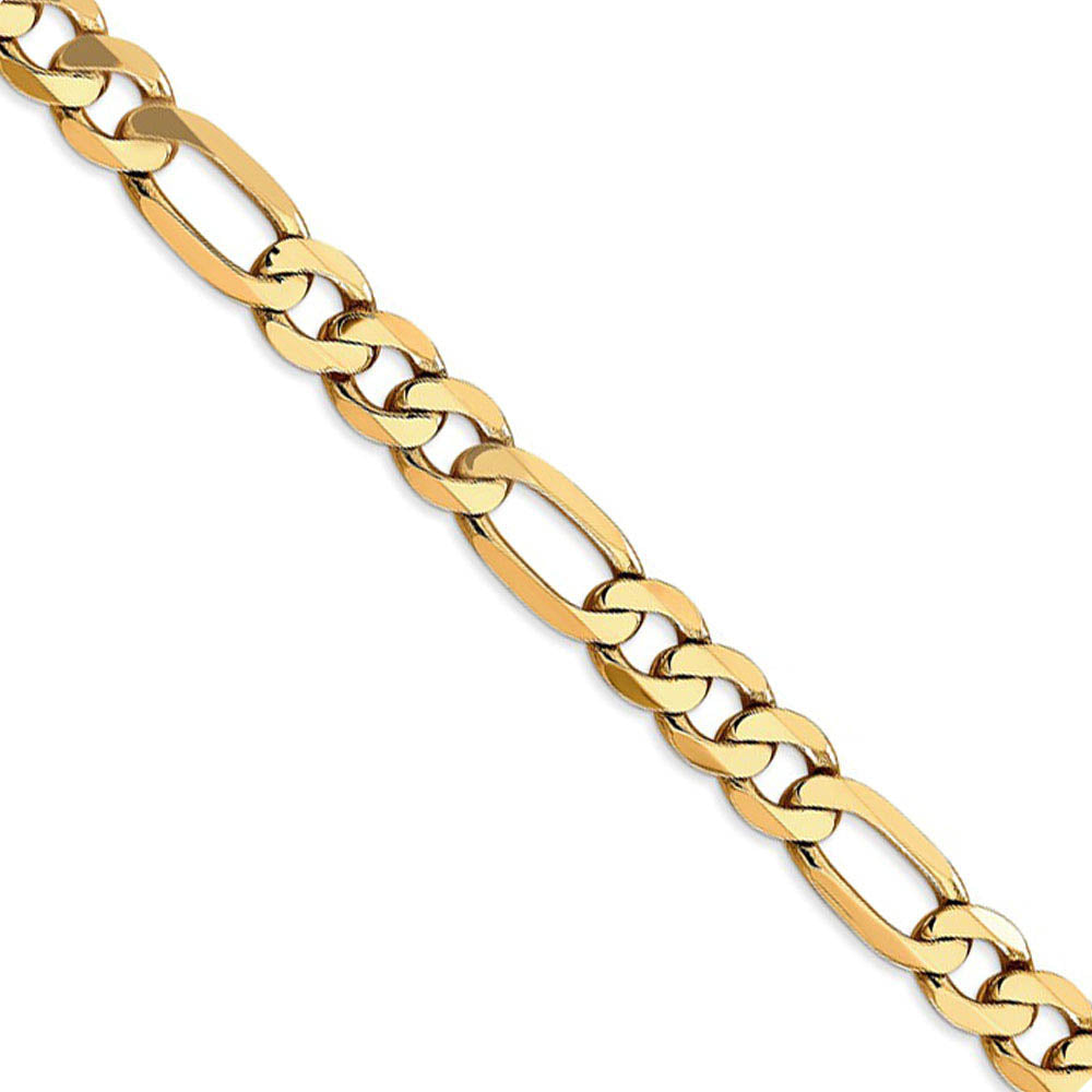 Men's 7.5mm 14k Yellow Gold Flat Figaro Chain Necklace, Item C9819 by The Black Bow Jewelry Co.