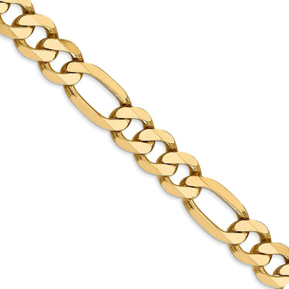 Men's 8.75mm 14k Yellow Gold Flat Figaro Chain Necklace, Item C9820 by The Black Bow Jewelry Co.