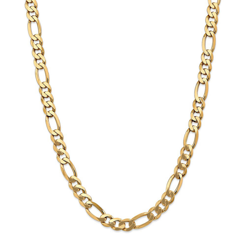 Alternate view of the Men's 8.75mm 14k Yellow Gold Flat Figaro Chain Necklace by The Black Bow Jewelry Co.