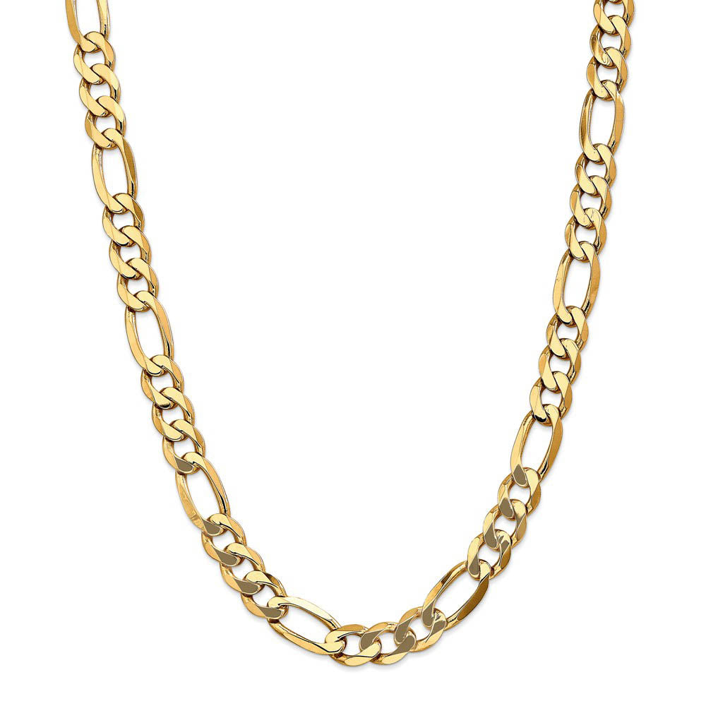 Alternate view of the Men's 10mm 14k Yellow Gold Flat Figaro Chain Necklace by The Black Bow Jewelry Co.