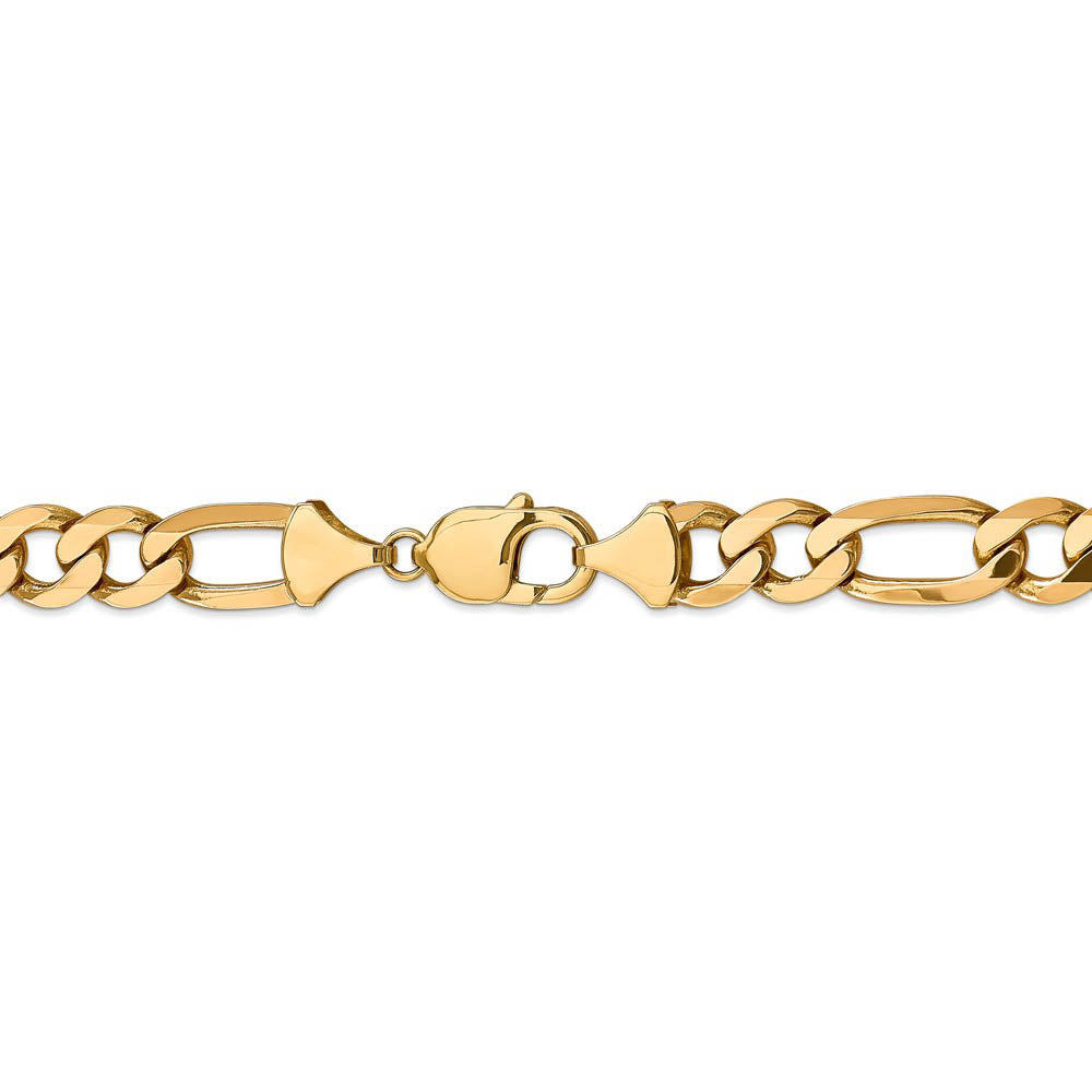 Alternate view of the Men's 10mm 14k Yellow Gold Flat Figaro Chain Necklace by The Black Bow Jewelry Co.