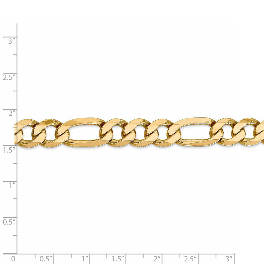 Alternate view of the Men's 10mm 14k Yellow Gold Flat Figaro Chain Necklace by The Black Bow Jewelry Co.