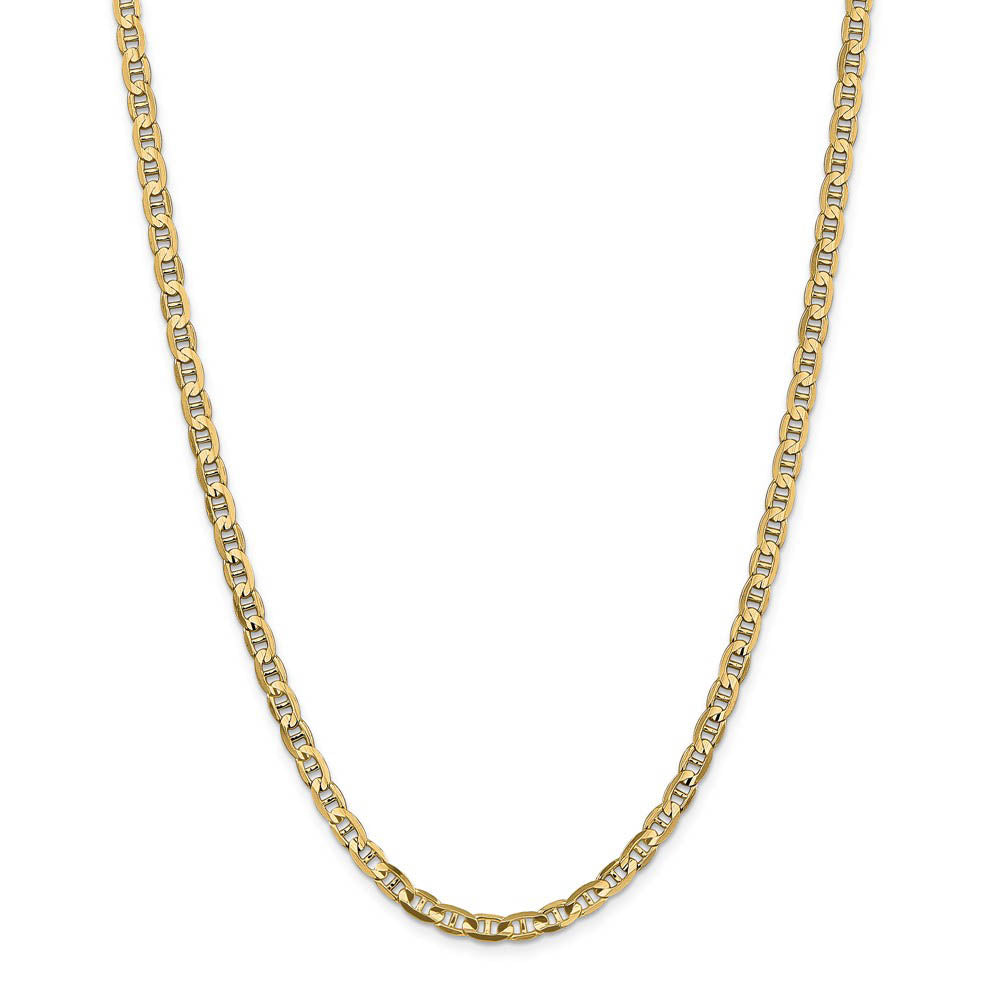 4.5mm 14k Yellow Gold Solid Concave Anchor Chain Necklace