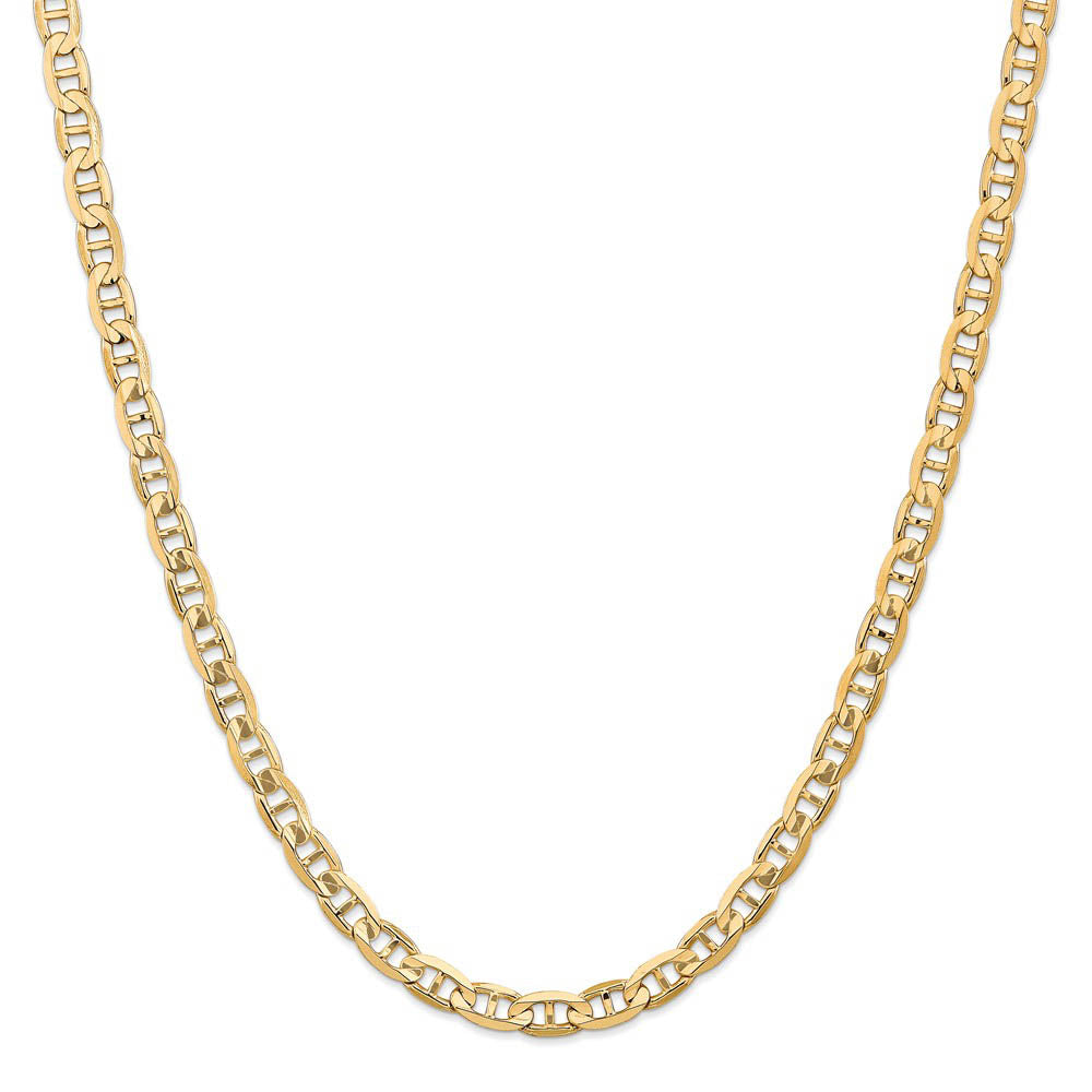 6.25mm 14k Yellow Gold Solid Concave Anchor Chain Necklace
