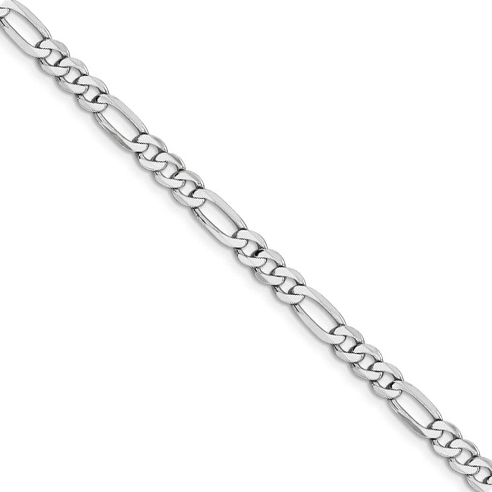Men's 5mm 14k White Gold Flat Figaro Chain Necklace, Item C9830 by The Black Bow Jewelry Co.