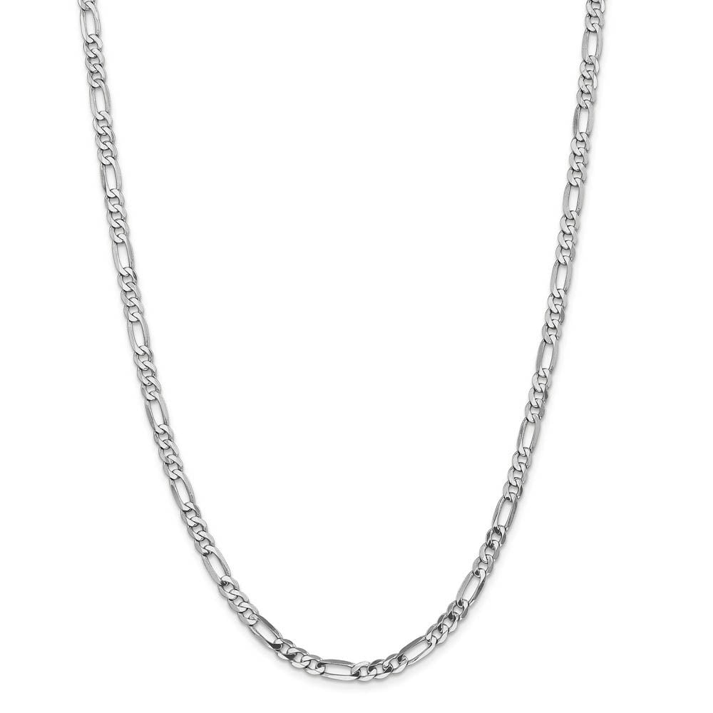 Alternate view of the Men's 5mm 14k White Gold Flat Figaro Chain Necklace by The Black Bow Jewelry Co.
