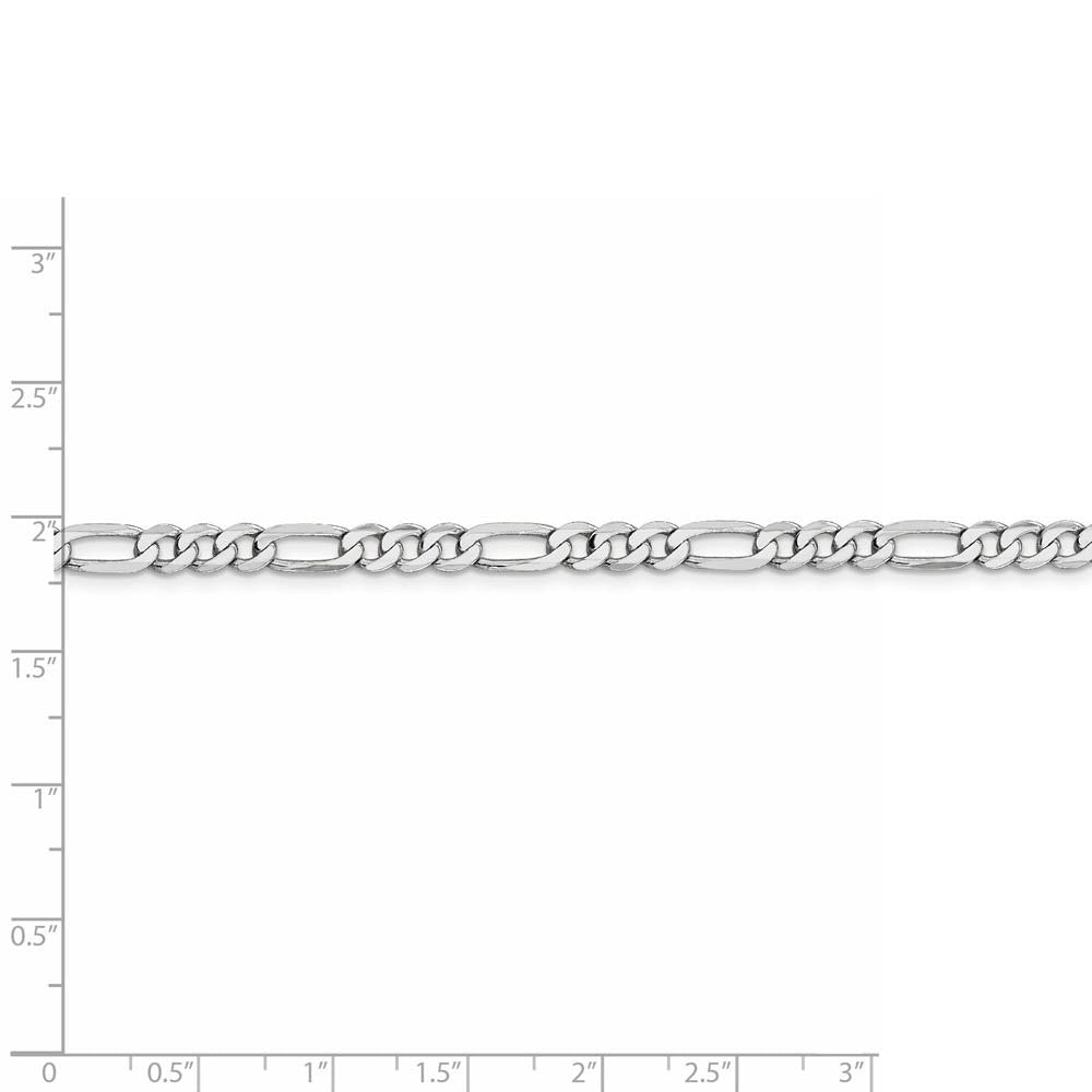 Alternate view of the Men's 5mm 14k White Gold Flat Figaro Chain Necklace by The Black Bow Jewelry Co.