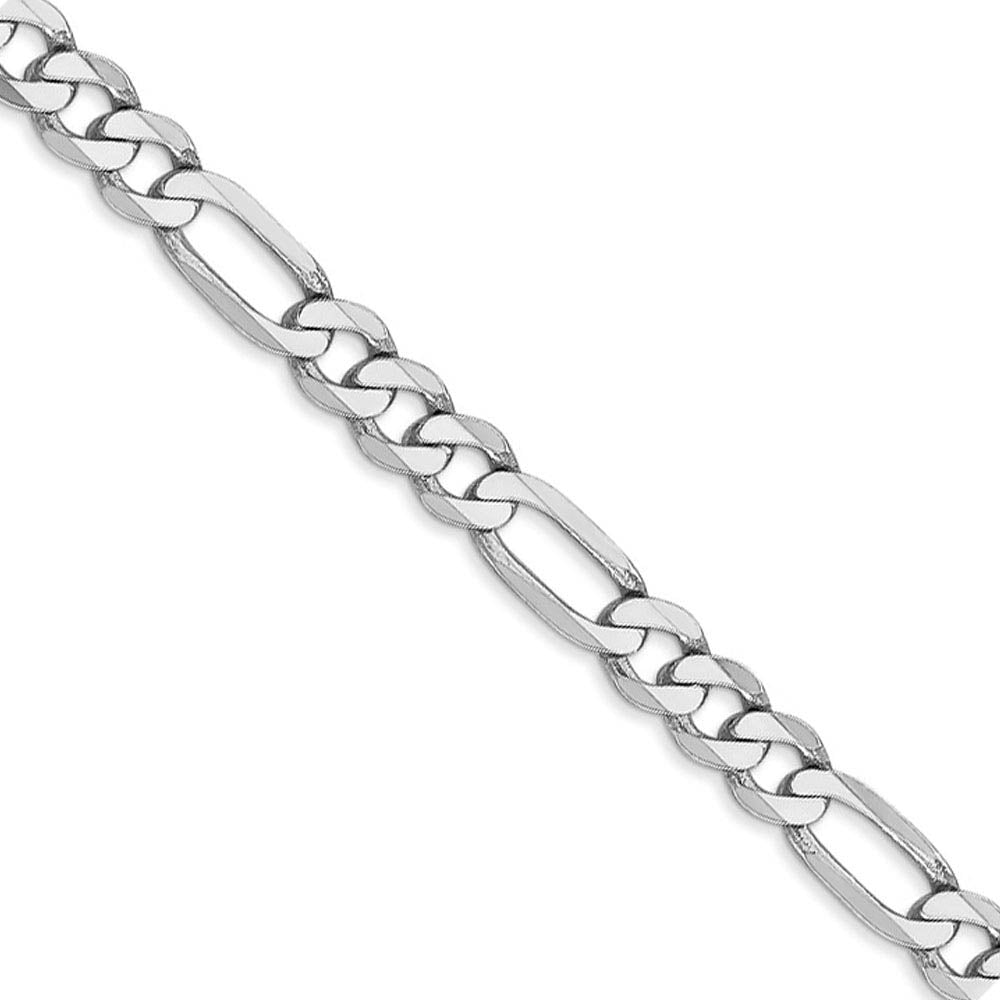 Men's 5.5mm 14k White Gold Flat Figaro Chain Necklace, Item C9831 by The Black Bow Jewelry Co.