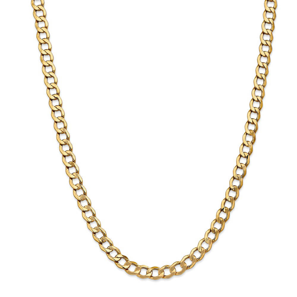 Alternate view of the Men's 7mm 14k Yellow Gold Hollow Curb Link Chain Necklace by The Black Bow Jewelry Co.