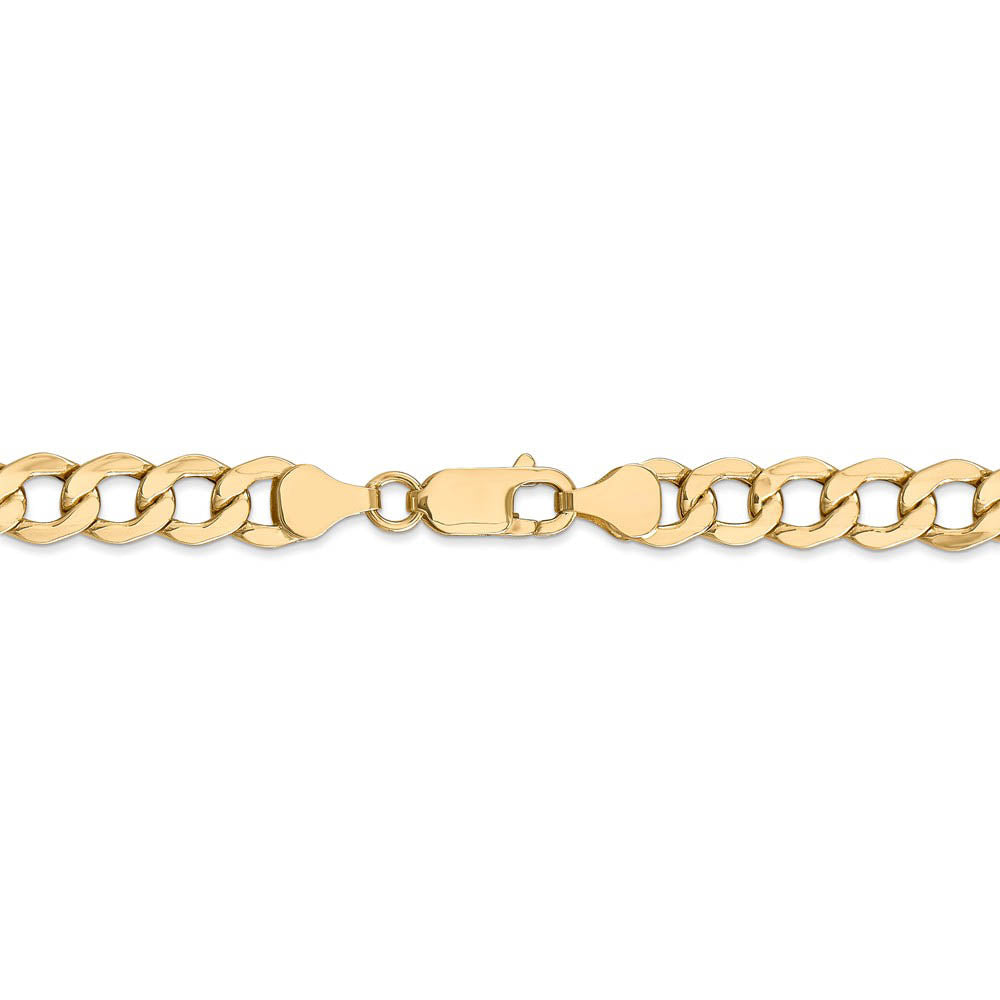 Alternate view of the Men's 7mm 14k Yellow Gold Hollow Curb Link Chain Necklace by The Black Bow Jewelry Co.