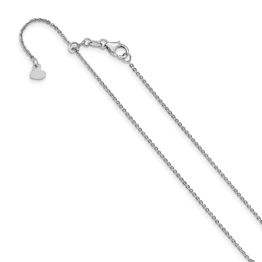 1.25mm 14k White Gold Adjustable Flat Cable Chain Necklace, Item C9845 by The Black Bow Jewelry Co.