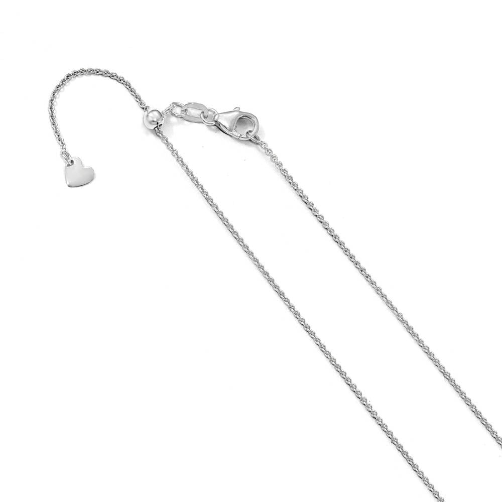 1.1mm 14k White Gold Adjustable Solid Round Cable Chain Necklace, Item C9851 by The Black Bow Jewelry Co.