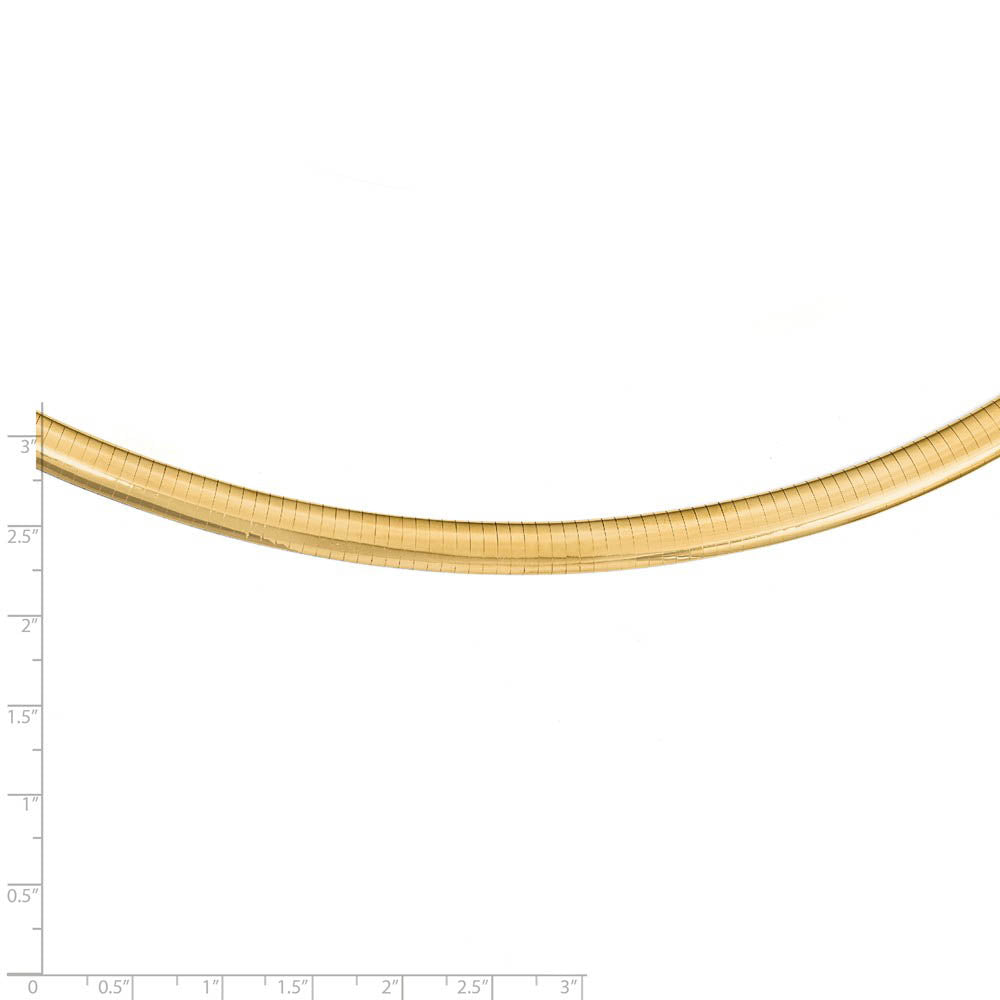 8mm 14k Yellow Gold Lightweight Domed Omega Chain Necklace