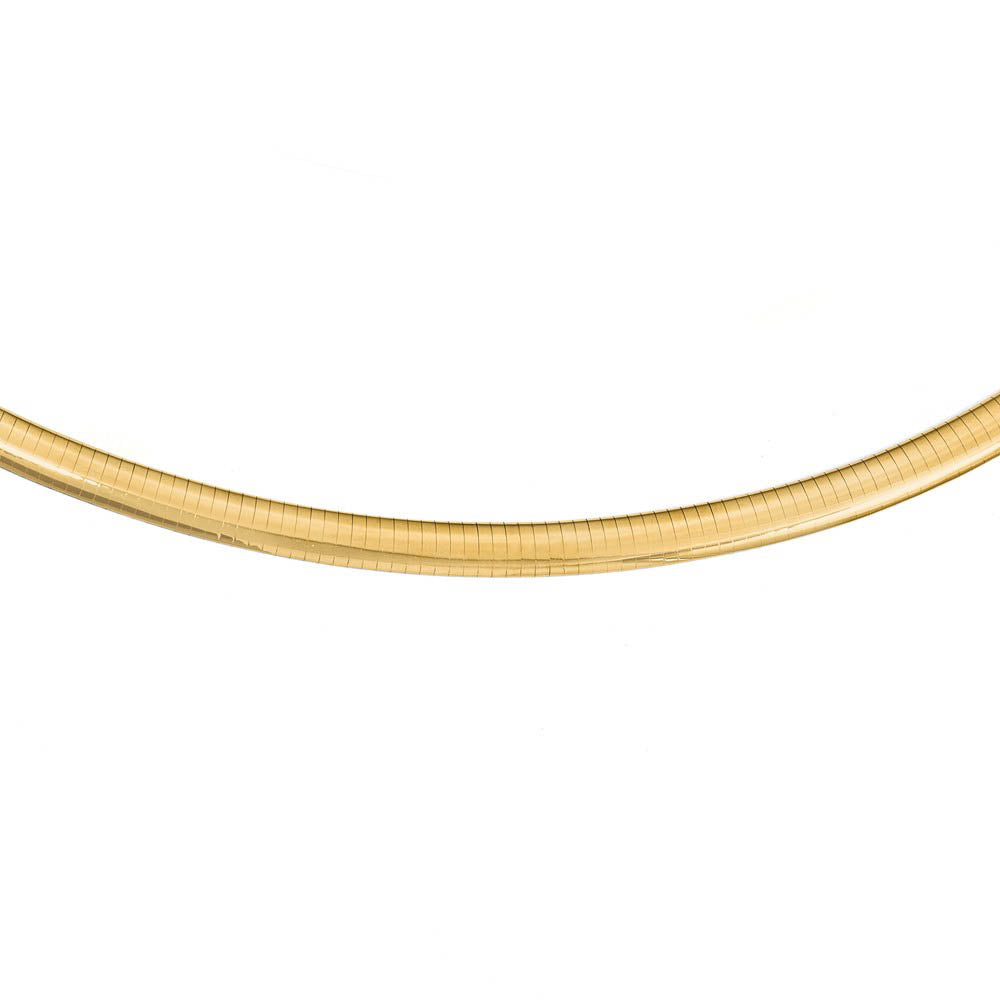 8mm 14k Yellow Gold Lightweight Domed Omega Chain Necklace, Item C9860 by The Black Bow Jewelry Co.