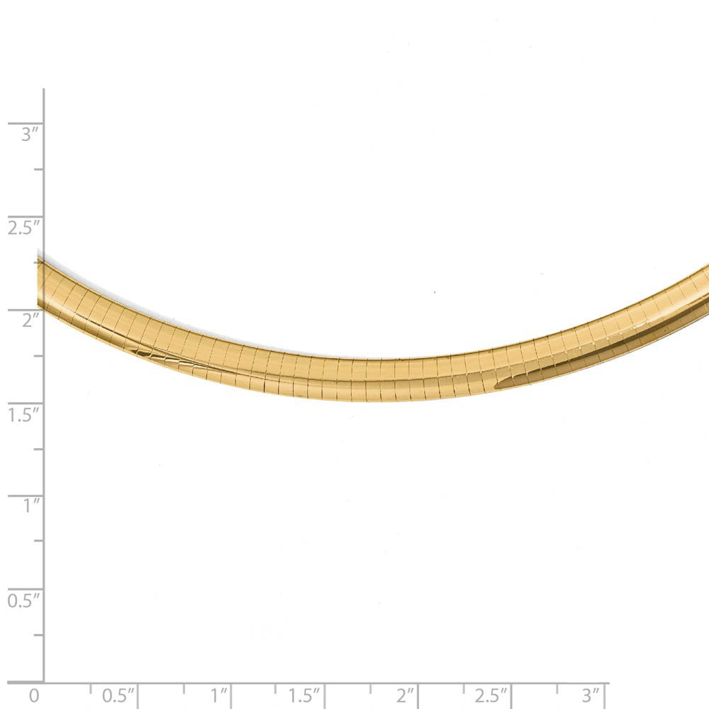 Alternate view of the 6mm 14k Yellow Gold Lightweight Domed Omega Chain Necklace by The Black Bow Jewelry Co.