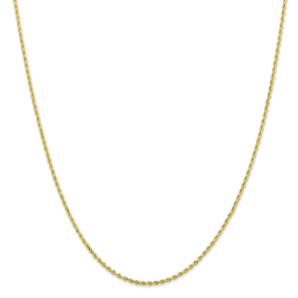 Alternate view of the 1.75mm 10k Yellow Gold Diamond Cut Solid Rope Chain Necklace by The Black Bow Jewelry Co.