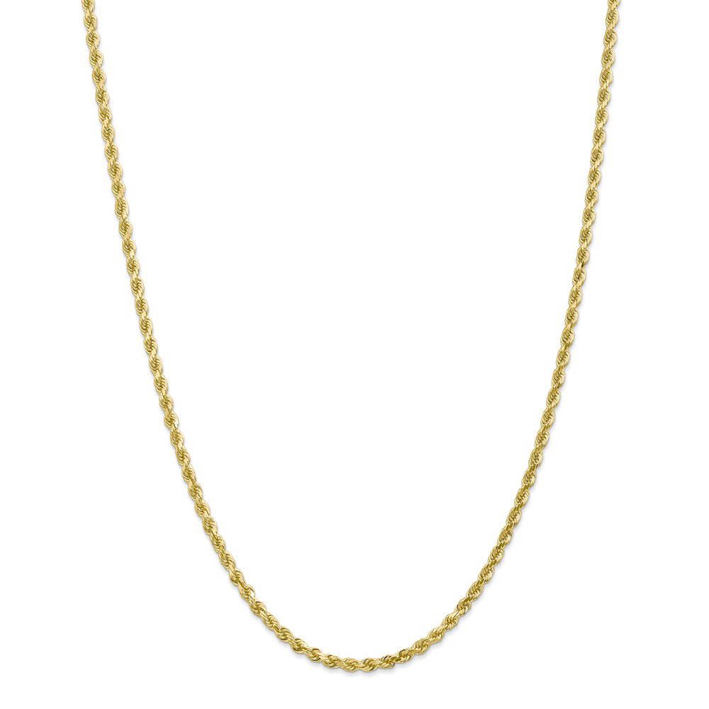 Alternate view of the 3mm 10k Yellow Gold Diamond Cut Solid Rope Chain Necklace by The Black Bow Jewelry Co.