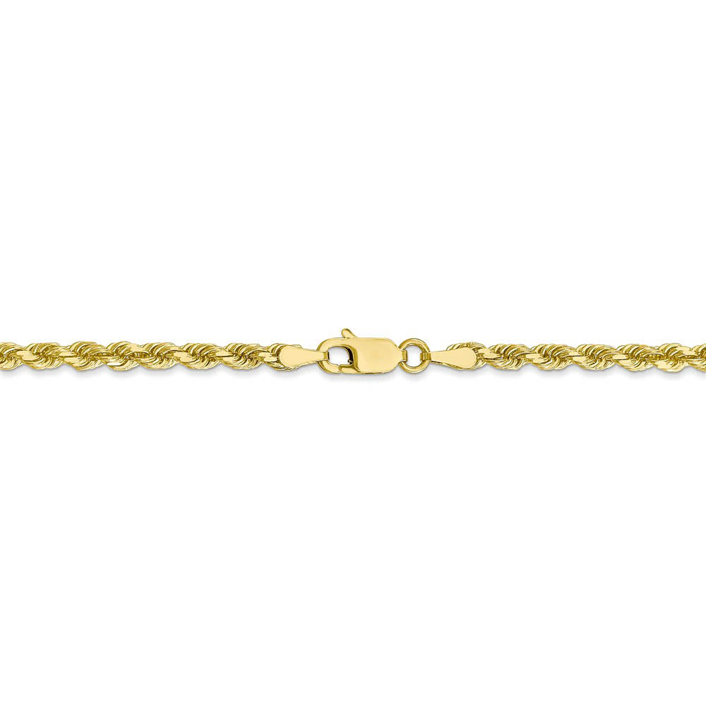 Alternate view of the 3mm 10k Yellow Gold Diamond Cut Solid Rope Chain Necklace by The Black Bow Jewelry Co.