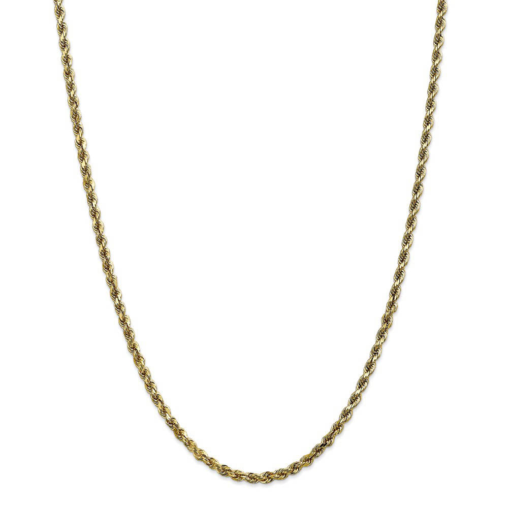 Alternate view of the 3.5mm 10k Yellow Gold Diamond Cut Solid Rope Chain Necklace by The Black Bow Jewelry Co.
