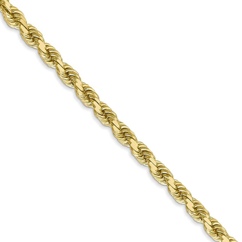 4mm 10k Yellow Gold Diamond Cut Solid Rope Chain Necklace, Item C9867 by The Black Bow Jewelry Co.