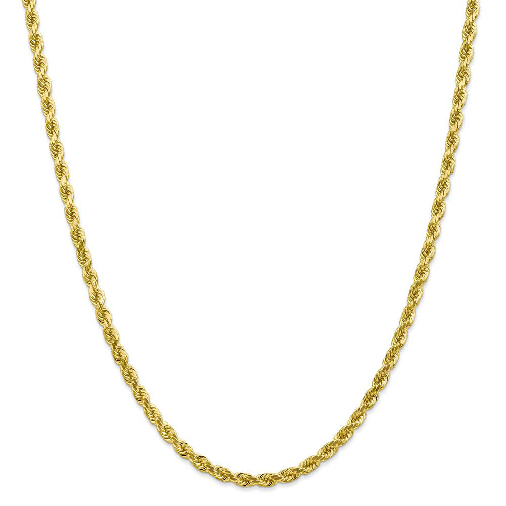 Alternate view of the 4mm 10k Yellow Gold Diamond Cut Solid Rope Chain Necklace by The Black Bow Jewelry Co.