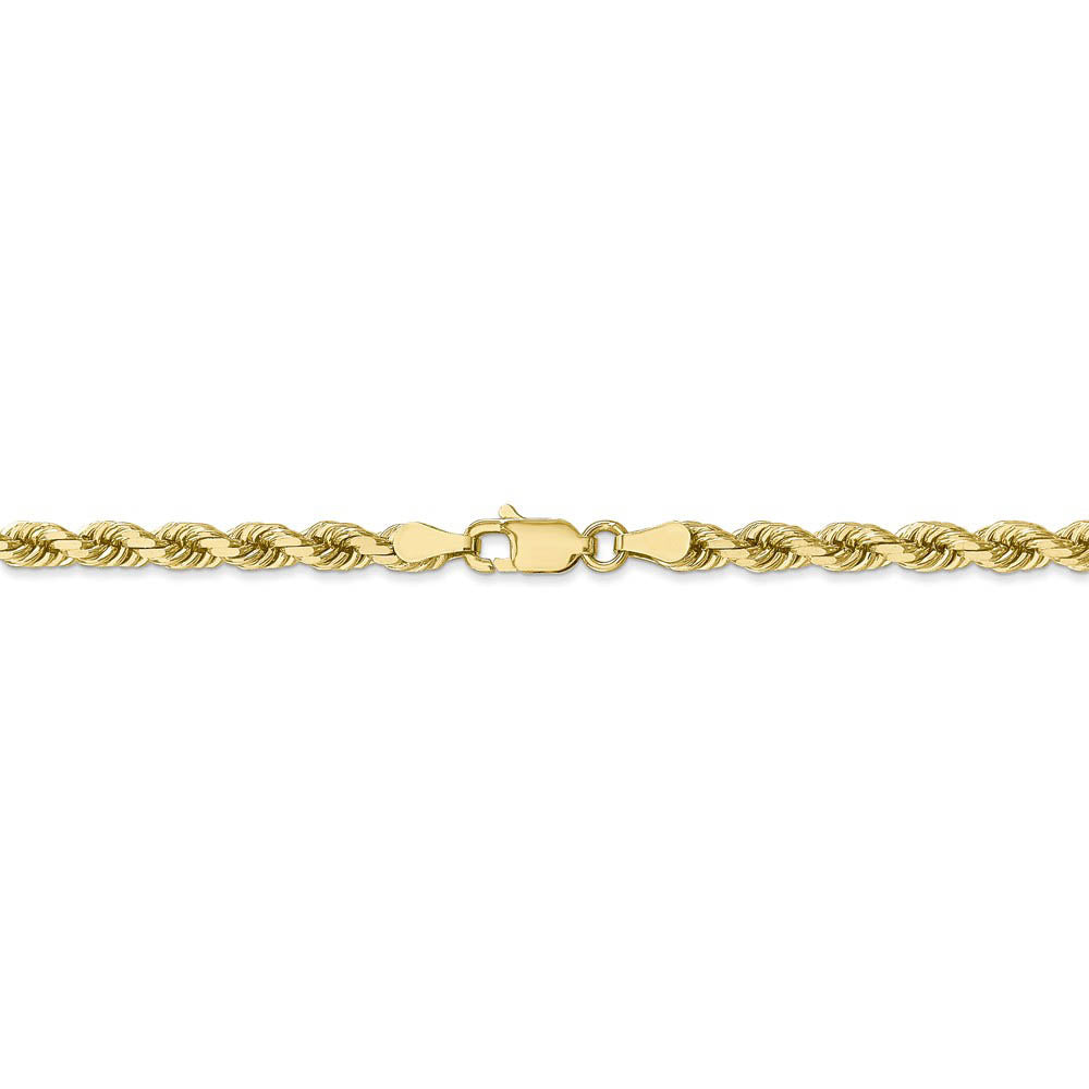 Alternate view of the 4mm 10k Yellow Gold Diamond Cut Solid Rope Chain Necklace by The Black Bow Jewelry Co.