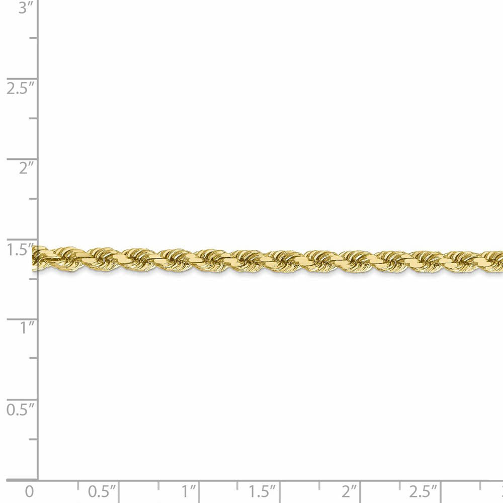 Alternate view of the 4mm 10k Yellow Gold Diamond Cut Solid Rope Chain Necklace by The Black Bow Jewelry Co.