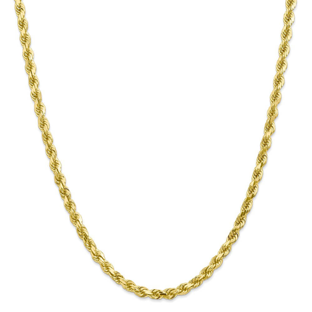Alternate view of the Men's 5mm 10k Yellow Gold Diamond Cut Solid Rope Chain Necklace by The Black Bow Jewelry Co.